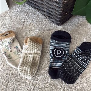 Pure Barre Black and Tan Hosiery Socks
